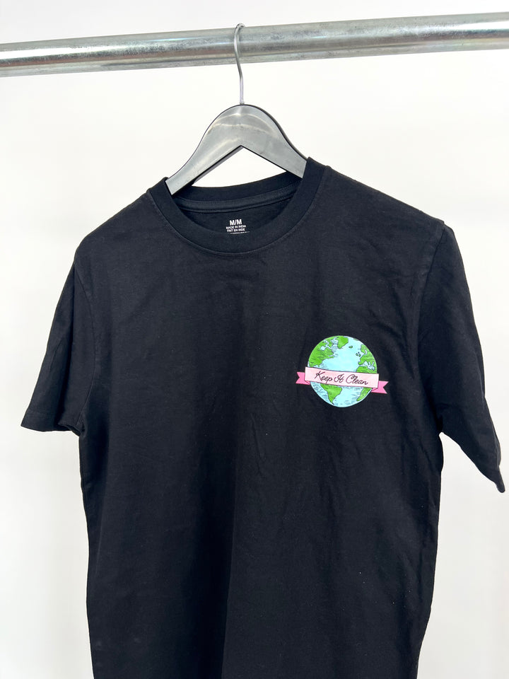 Save the planet Backprint T-shirt in black