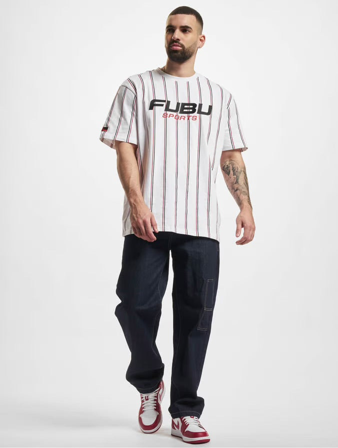 FUBU Pinstripe T-shirt in white