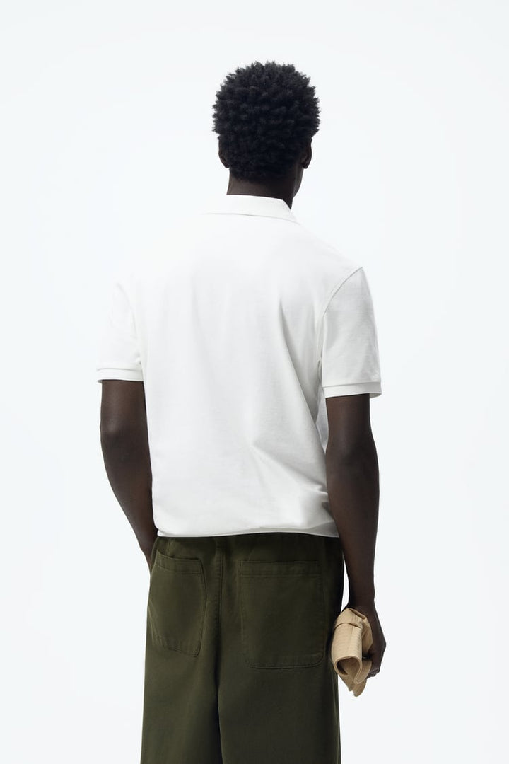 Zara textured polo shirt in white