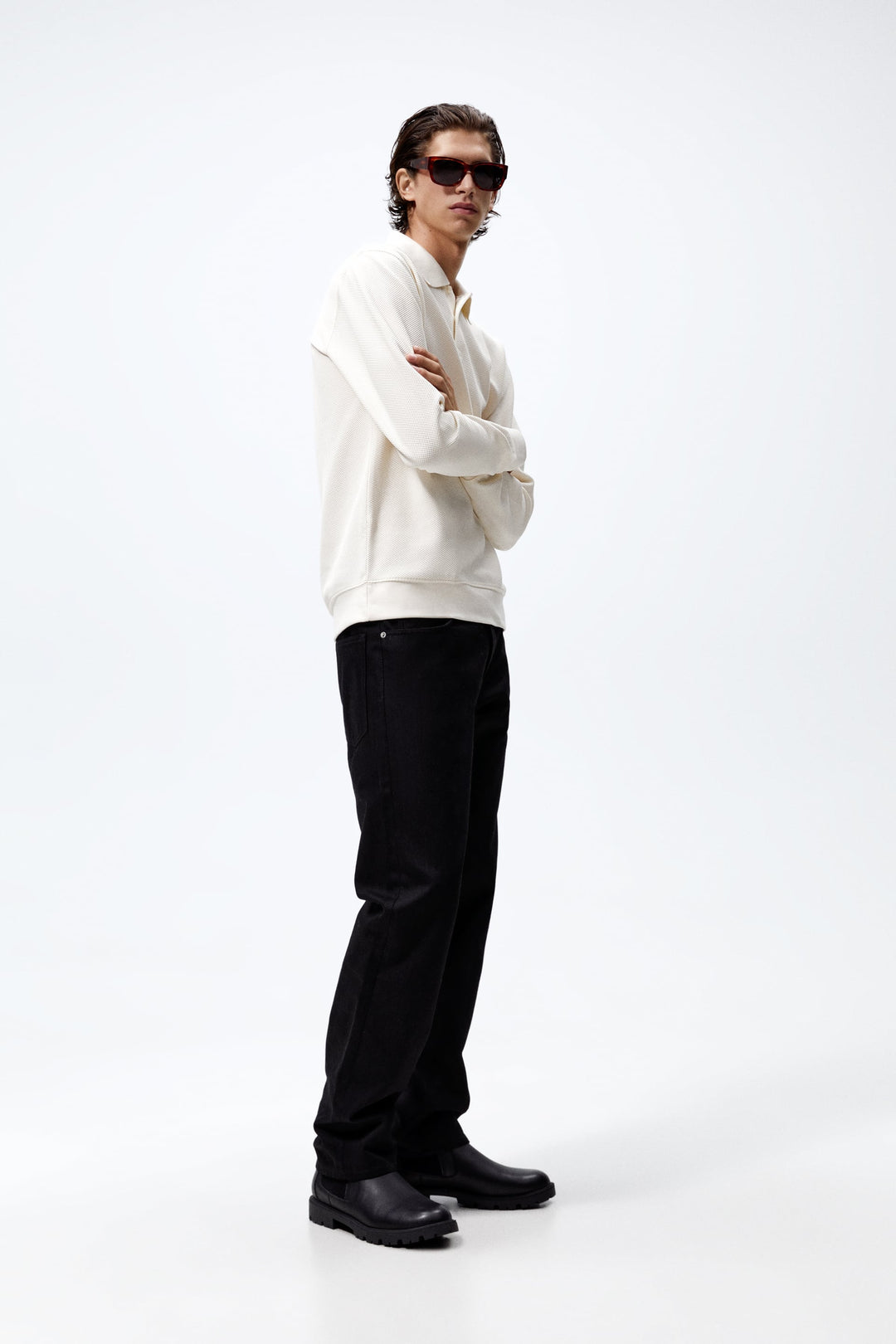 Zara Contrast Polo Sweatshirt