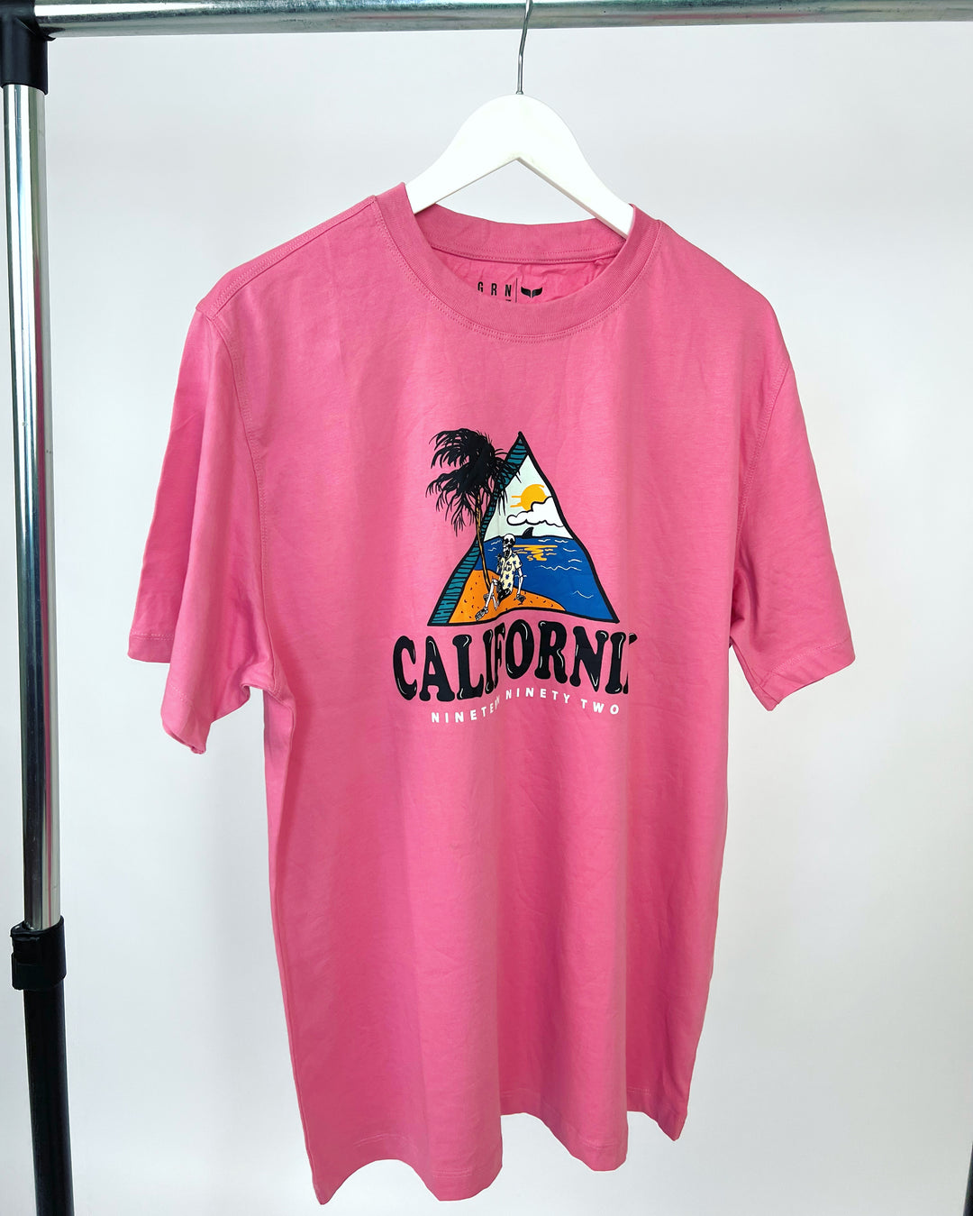 GRN CST California print T-shirt in pink